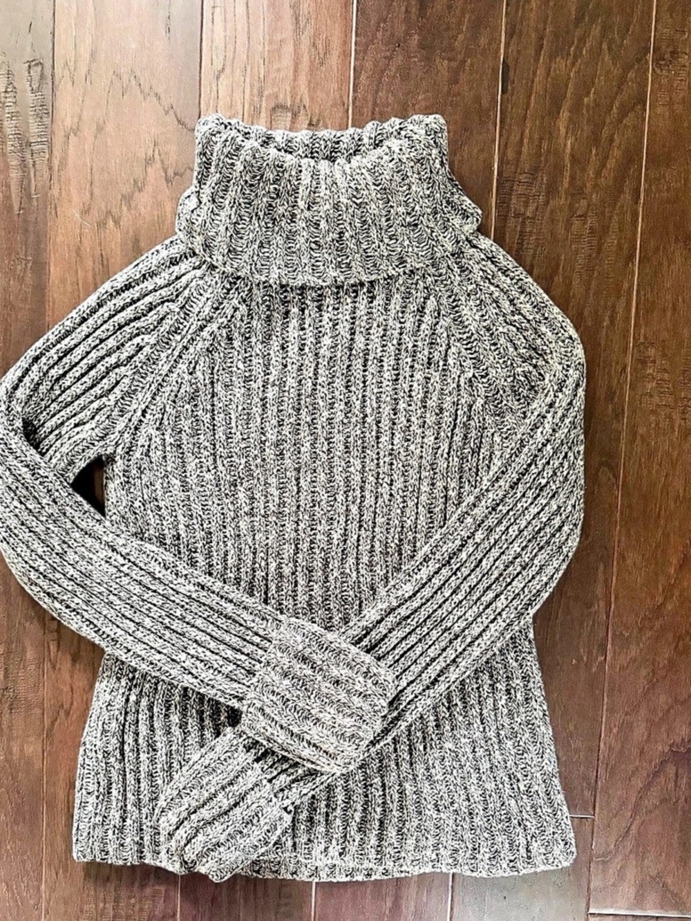 J.Crew Ribbed Turtleneck Sweater in Brown & White